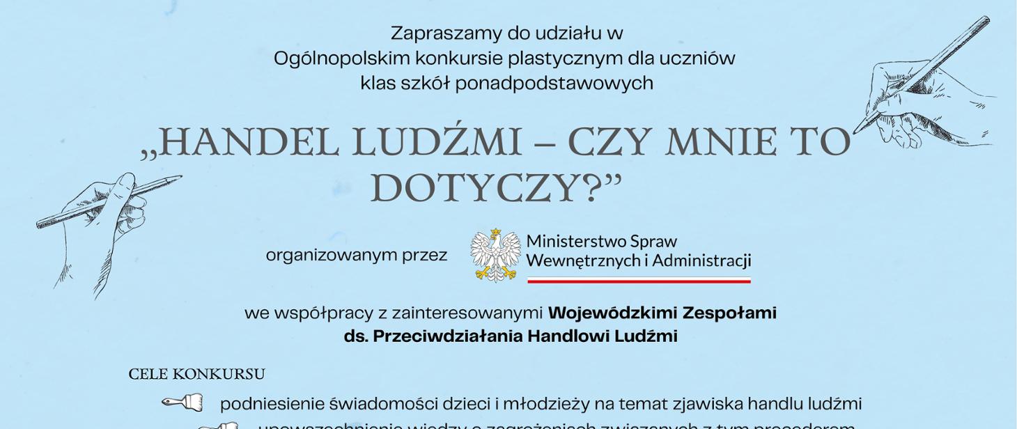 Konkurs plastyczny dla uczniów szkół ponadpodstawowych - „Handel ludźmi - czy mnie to dotyczy?”